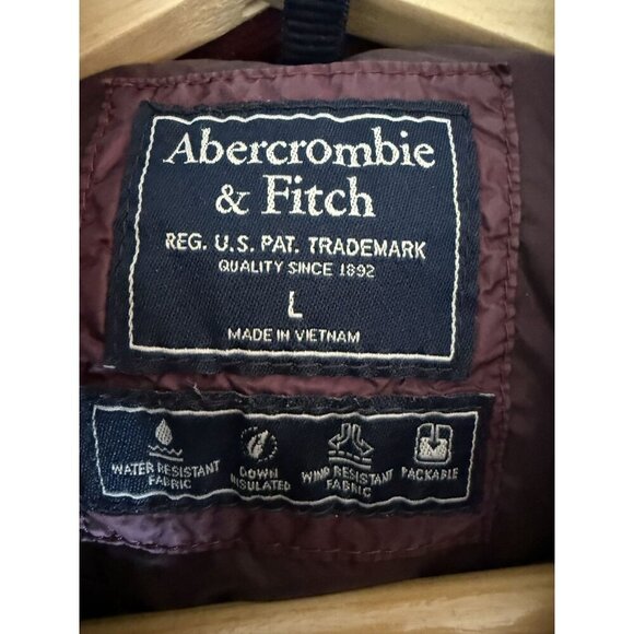 Abercrombie & Fitch Womens Down Puffer Coat Jacket L Lightweight Packable Zip - Picture 6 of 9